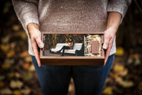 Woodland USB & Rectangle Photo Slide Box