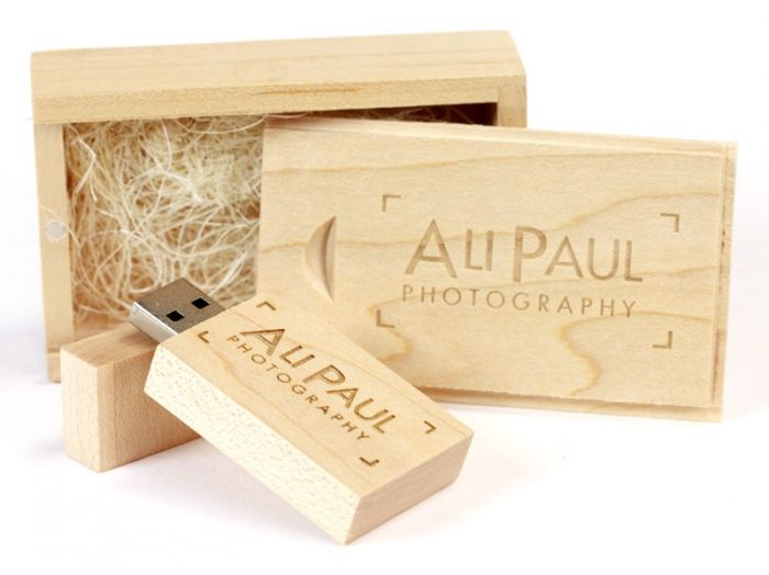 Woodland USB & Wooden Slide Box