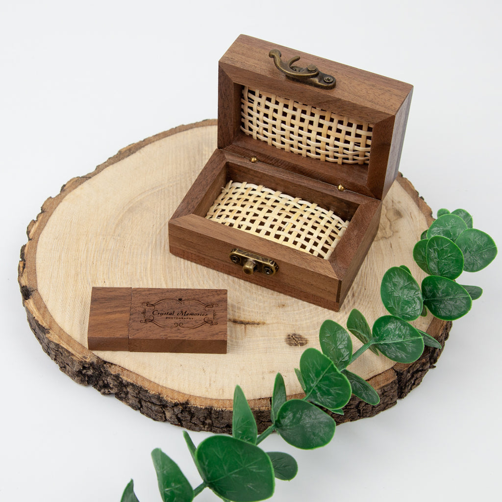 Dark wood usb with dark treasure box